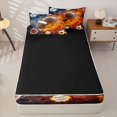 thumbnail image 4 of Erosebridal Football Basketball Soccer Zipper Full Size Comforter Sets with Fitted Sheet and 2 Pillowcases,Ball Sport Flame Pattern Zipper Bedding Set,Brown Blue Orange,Black Reversible, 4 of 6