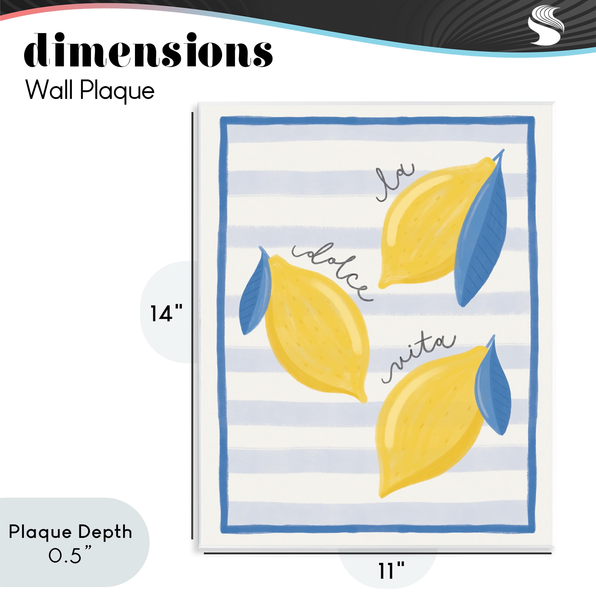 Stupell Industries Dolce Vita Lemons & Stripes Wall Plaque Art, design by Jalynn Heerdt