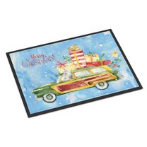 18 x 27 in. Merry Christmas White Poodle Indoor or Outdoor Mat