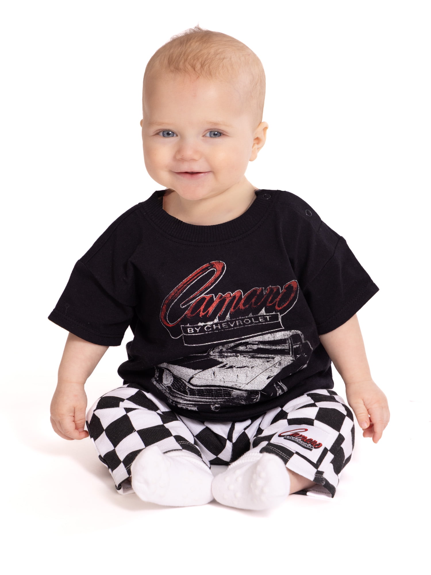 Chevy Camaro Baby Boys Graphic Tee and Checkered Print Pants Set, 2-Piece, Sizes 0/3M-24M