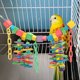 thumbnail image 4 of Juguete de columpio para loros, bloque de madera colorido, juguete de plástico para masticar loros, juguete colgante para pájaros construido para profesionales, 4 of 9