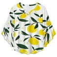 thumbnail image 4 of Lemons Leaves Floral White Background Women's V-Neck Blouse With 3/4 Ruffled Bell Sleeves Casual Top Ladies Blouses, 4 of 7