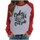 thumbnail image 2 of Puntoco Mujeres Primavera Patchwork Letra Impreso Manga Larga Cuello Redondo Casual Tee tops Puntoco Puntoco-5930, 2 of 6