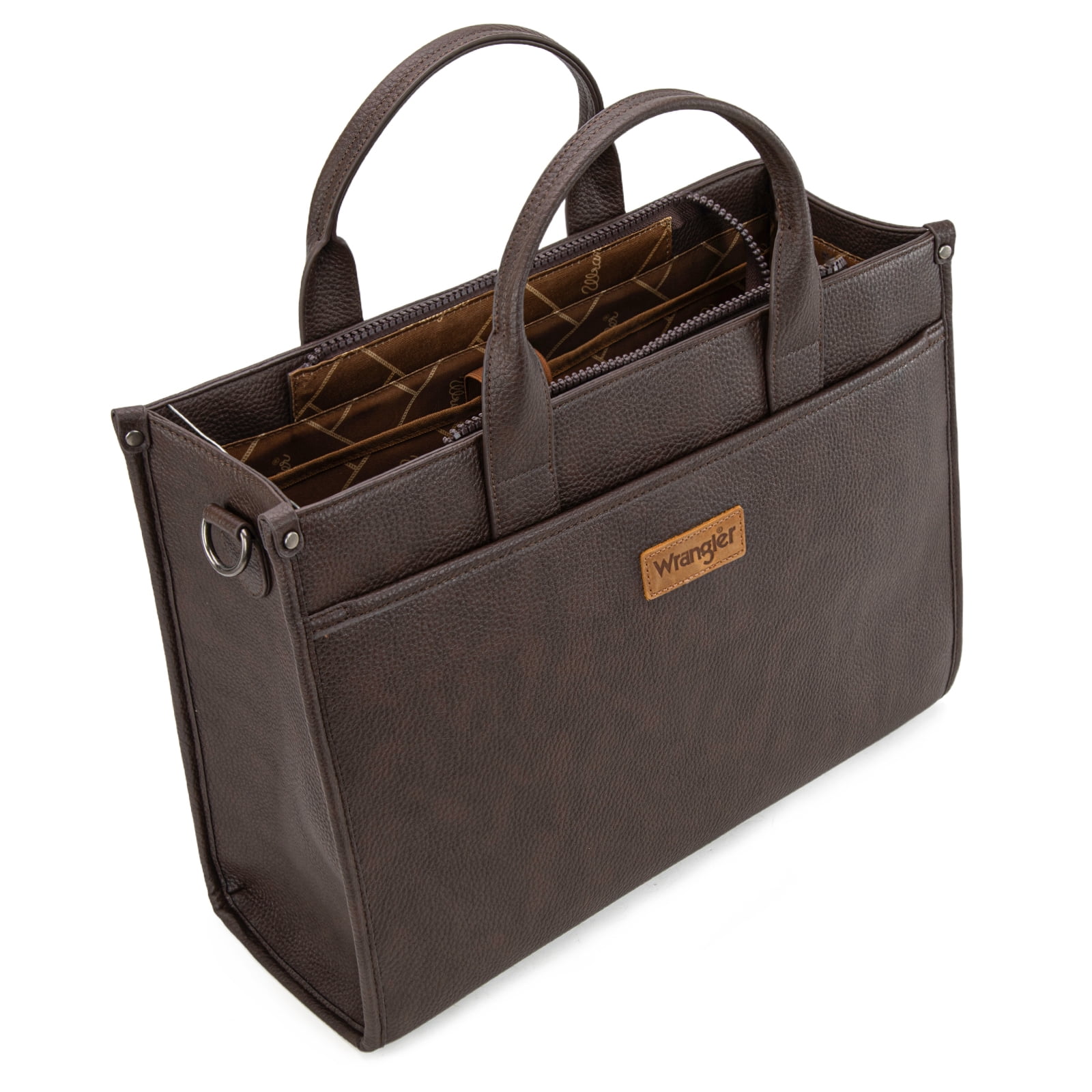 Wrangler Laptop Bag for Women 15.6 Inch Vintage Work Messenger Bag for Business Briefcase Handbag with Adjustable Shoulder Strap, Coffee
