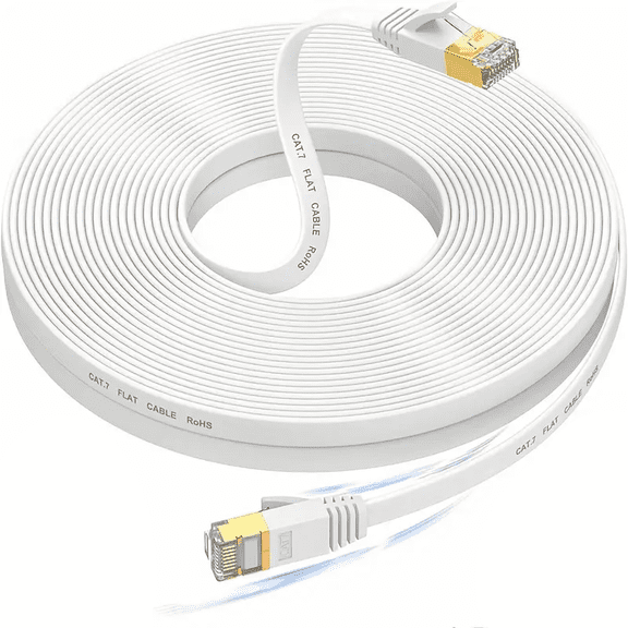 5M Cat 7 White Ethernet Cable, Outdoor&Indoor High Speed Heavy Duty Network LAN Internet Cable, Gold Plated RJ45, For Modem, Router, LAN, Computer - Compatible With Cat 5e, Cat 6 Network
