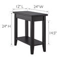 thumbnail image 3 of Black Solid Wood Narrow End Table with Shelf, Small Space, 12 in. W, 3 of 9