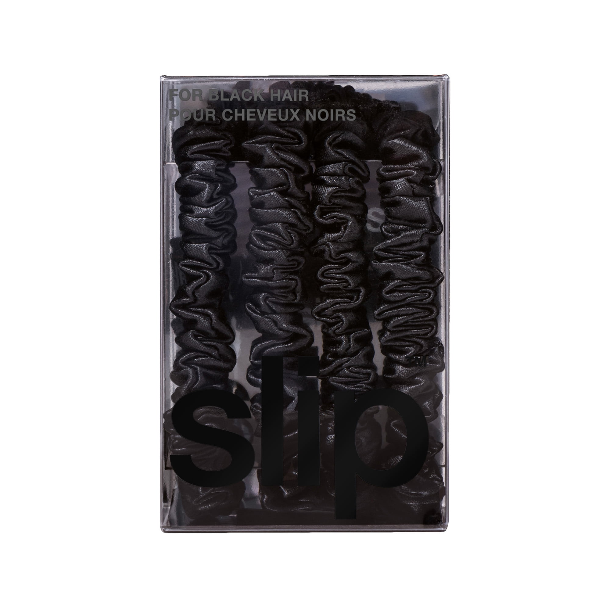 slip pure silk back to basics skinny scrunchies - black