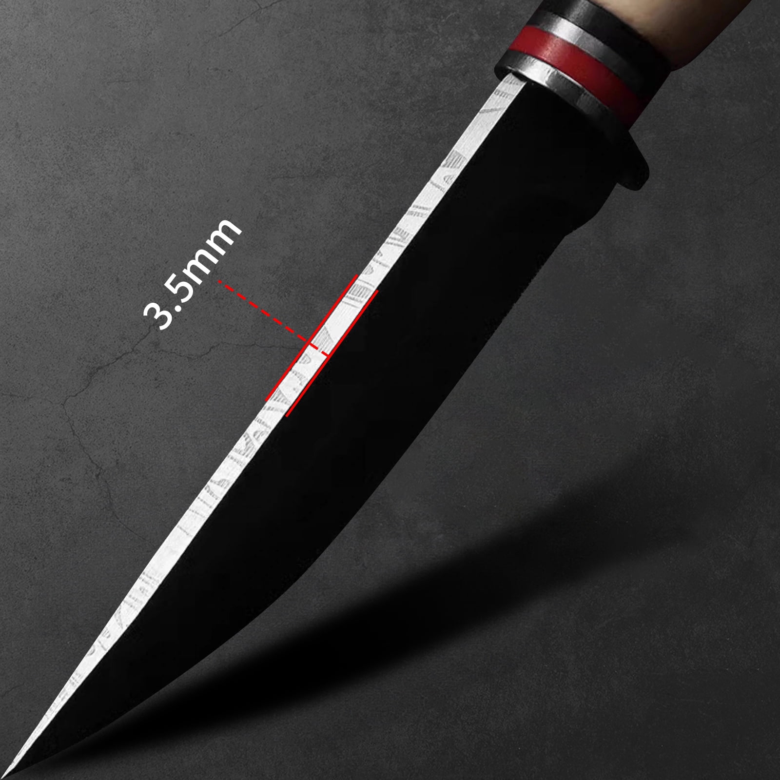 Hunting Knife with Leather Sheath - Ideal for Chopping, Camping Outdoor - Fixed Blade Bushcraft Knife - Gift for Men