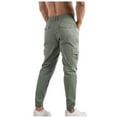 thumbnail image 3 of Work Pants for Men's Fashion Casual Solid Color Cargo Pockets Elastic Rope Waist Casual Cargo Pants Work Pants for Men Plus Size Dark Gray M, 3 of 5