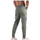 thumbnail image 3 of Pantalones cargo de longitud completa para hombre, casuales, de color sólido, con bolsillos y cintura elástica., 3 of 5