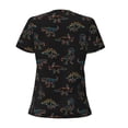 thumbnail image 6 of Zufioo Neon Dinosaur for Women's Deep V-neck Short-sleeved T-shirt, Top with Short Sleeves - with Stainless Steel Buckle, Moisture Wicking, Ideal Home Wear-X-Large, 6 of 9