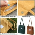 thumbnail image 3 of Bolso de lona Bolso de pana para mujer Cartera bandolera de lona, bolsillo interior Verde oscuro+marrón claro, 3 of 5