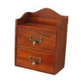 thumbnail image 2 of Caja de almacenamiento de madera con 2 cajones de almacenamiento, estilo vintage, para pared. Marrón, 2 of 9