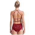 thumbnail image 2 of iiniim Womens Rhinestone Shiny Tassel Gymnastics Leotard Fringe Latin Jazz Cha Cha Dance Costume Burgundy XXL, 2 of 7