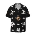 thumbnail image 5 of PAYOHTO French Bulldog Pattern Paw Bone Mens Hawaiian Casual Short-sleeved Shirt Tropical Summer Beach Button Down Shirts, 5 of 7