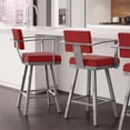 thumbnail image 3 of Amisco Tabouret de Comptoir Pivotant en Polyester 26.25 Pouces Rouge/gris Brillant, 3 of 3