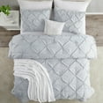 thumbnail image 4 of Pinch Pleat Duvet Cover Set, 3Pc Luxurious Premium Pintuck Style Comforter Cover, 4 of 18