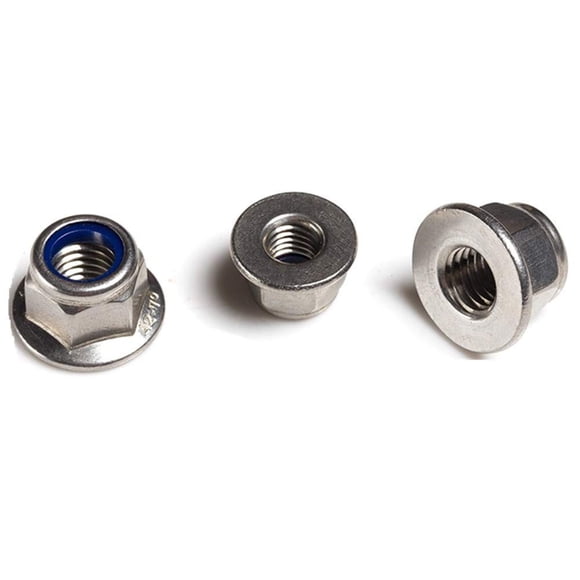 FullerKreg (Pack of 10) M8 x 1.25 DIN 6926 Hex Flange Nylon Insert Lock Nuts, 18-8 Stainless Steel 304, Bright Finish