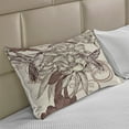 thumbnail image 2 of Hummingbirds Knitted Quilt Pillowcover, Pattern with Birds and Flowers Classic Style Ornamental Design Floral Print, Standard King Size Pillow Cover for Bedroom, 30" x 20", Ivory Brown, by Ambesonne, 2 of 2
