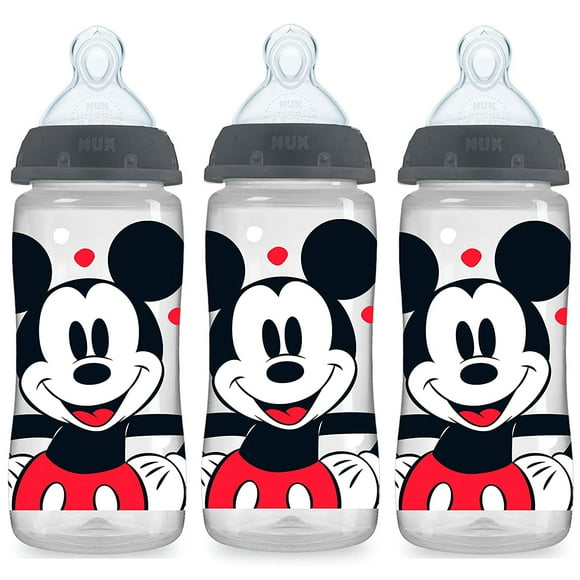Biberón Disney NUK Smooth Flow, Mickey Mouse, 10 oz, (Paquete de 3) (El color puede variar según el empaque)