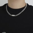 thumbnail image 4 of Collar cubano de estilo hip hop para estudiantes, cadena con elementos modernos, sencillos, personalizados, de acero de titanio y forma cuadrada y redonda, 4 of 6