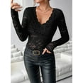 thumbnail image 5 of Women Long Sleeve Tops Shirts Dressy Hollow Out Crochet Lace Embroidered Blouses 2025 Fashion Black XXL, 5 of 7