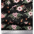 thumbnail image 3 of Soimoi Black Cotton Duck Fabric Deer & Freesia Floral Fabric Prints By Yard 44 Inch Wide, 3 of 3