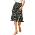 thumbnail image 5 of MODA NOVA Juniors Floral Ruffled Hem Elastic High Waist Split Midi Skirt, 5 of 6
