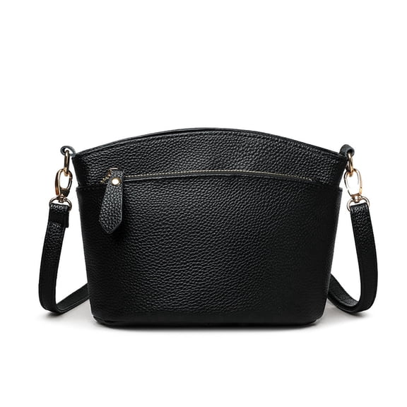 URSOFINE Women's Genuine Leather Crossbody Purse Multi-Zipper Bucket Bag Lightweight Casual Shoulder Bag for Everyday & Travel