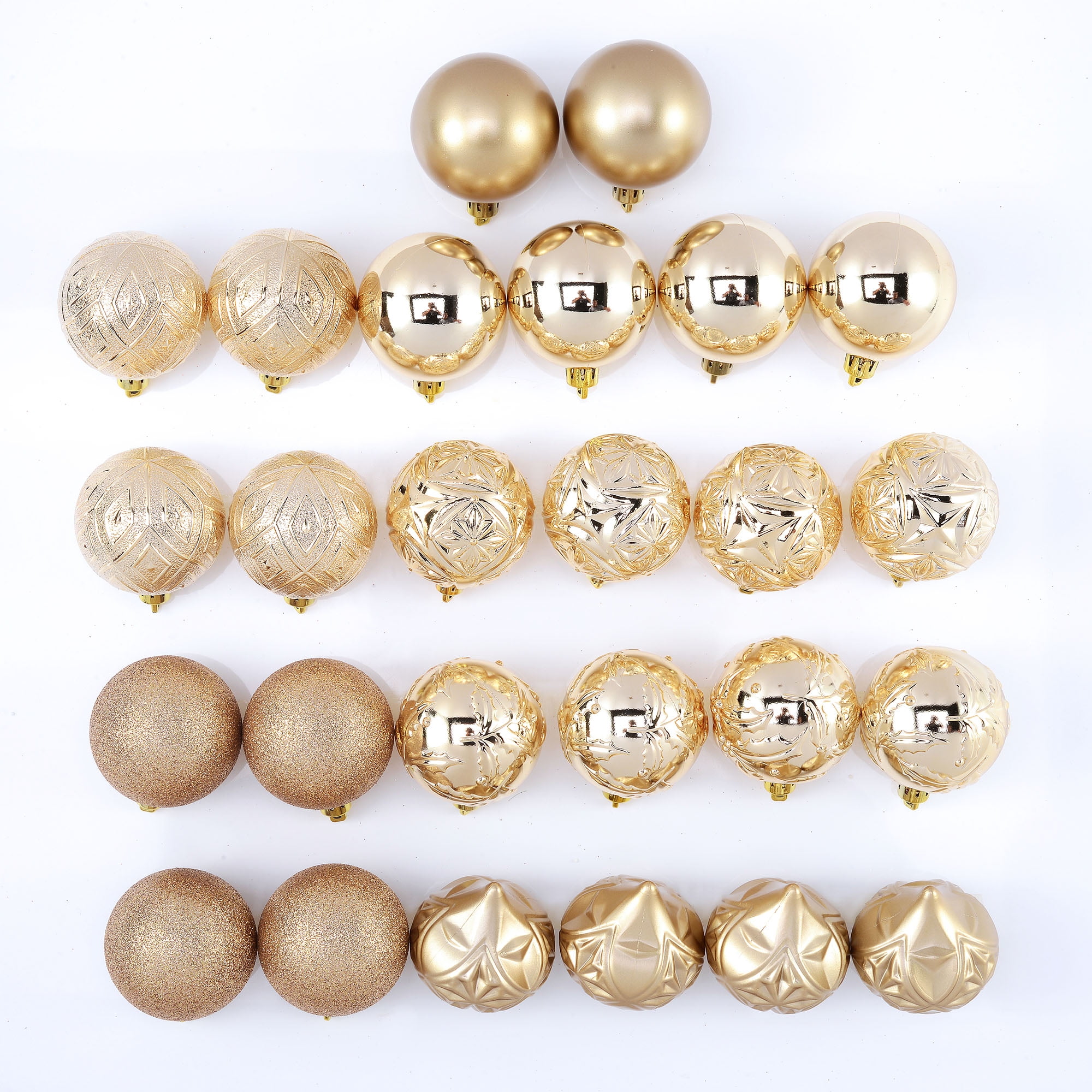 Holiday Time 26 Count Shatterproof Ornaments- Gold - Walmart.com
