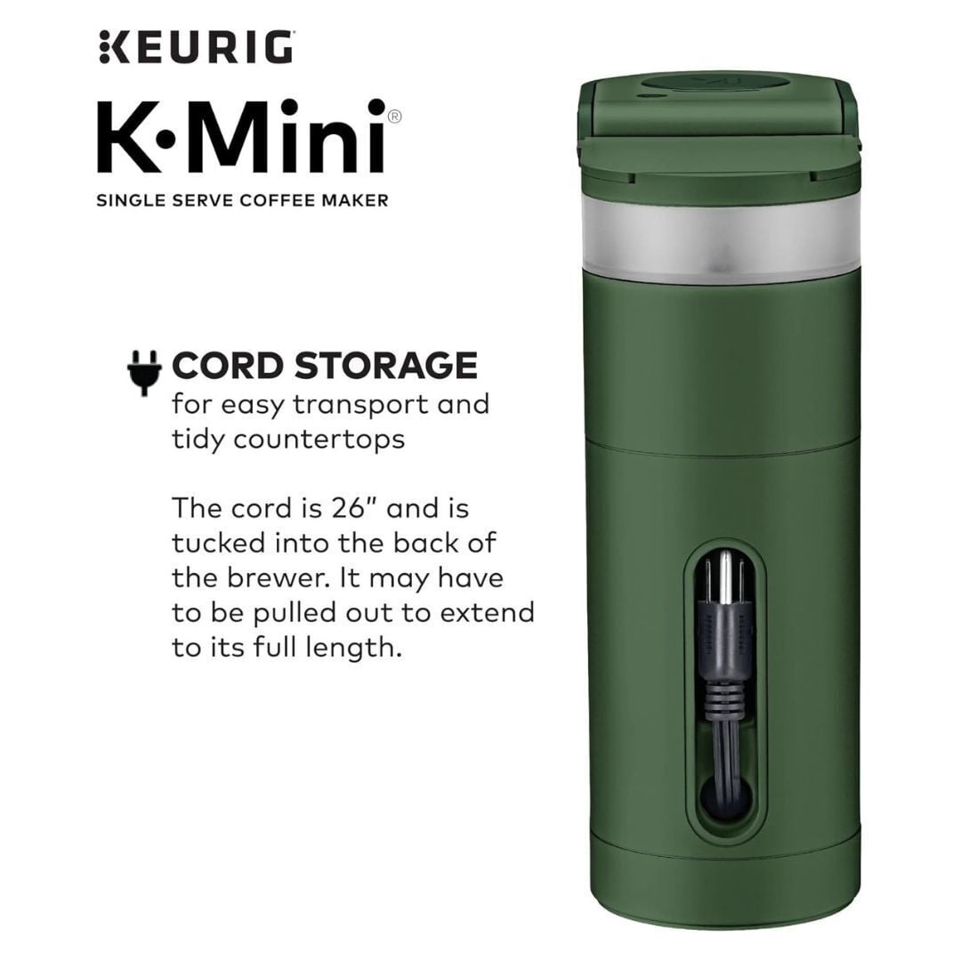 Restored Keurig K-Mini Single Serve Coffee Maker with 6-12Oz Cup Sizes, Quick Brewing, and Removable Drip Tray, Evergreen (Refurbished)