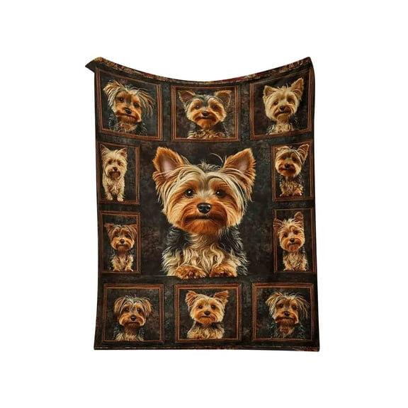 YiJuHui 1pcs Yorkshire Terrier Flannel Blanket Soft Cozy Pet Themed Throw for Home Decor Picnics Travel