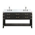 thumbnail image 3 of Norwalk 60 in W x 22 in D Black Oak Double Bath Vanity, Carrara Marble Top, and Faucet Set, 3 of 9