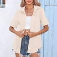 thumbnail image 5 of APEXFWDT Womens Short Sleeve Shirts Casual Collared Button Down Shirt V Neck Summer Tops Casual Business Work Blouses M-3XL, 5 of 9