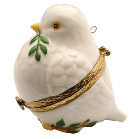 Porcelain Christmas Tree Hinged Ornament Box - Peace