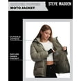 Steve Madden Womens Winter Jacket Insulated Quilted Moto Puffer