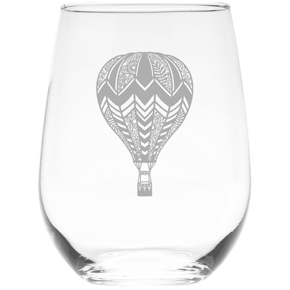 C&M Personal Gifts 17 oz. Hot Air Balloon Theme Stemless Wine Glass