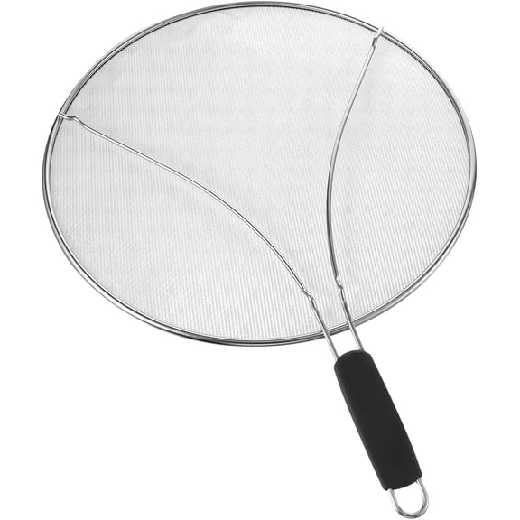 ABCISI Splatter Screen for Frying Pan, 15 Inch Oil Splatter Guard, Stainless Steel Anti-Sputter Frying Pan Fine Mesh Cover, Grease Splatters Guard with Non Slip Handle, Dishwasher Safe