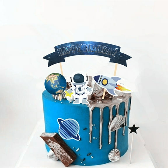 Raindrops 26Pcs Outer Space Themed Cake Topper Birthday Cake Insert Topper Creative Cake Picks Assorted Color