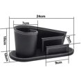 thumbnail image 4 of Multifunctional Desktop Pencil Case, PU Leather Box, Round, Black, 4 of 5
