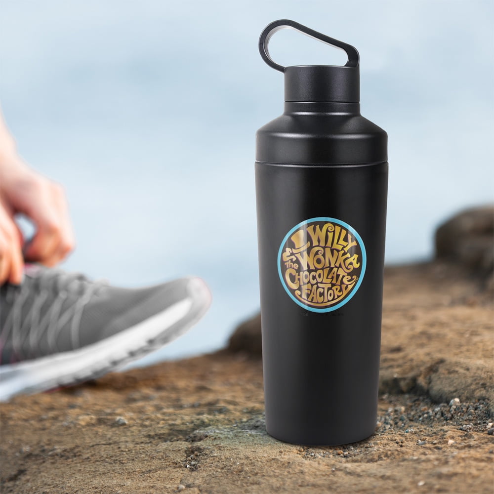 Willy Wonka And the Chocolate Factory Official Logo 18 oz Insulated Water Bottle, Leak Resistant, Vacuum Insulated Stainless Steel with 2-in-1 Loop Cap