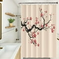 thumbnail image 3 of Cherry Blossom Shower Curtain Chinese Traditional Antique Ink Painting Art Plum Floral Shower Curtains Bathroom Accessories Waterproof Polyester Fabric with Hooks, 72 x 72 Inch, 3 of 6