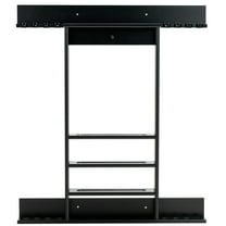 Gymax Billiard Cue Rack Only Wall-mounted Billiard Stick Holder Wall Pool Stick Holder Black