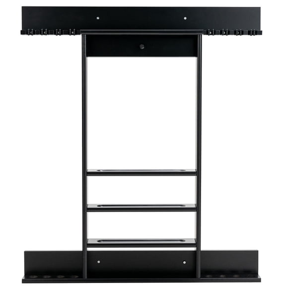 Gymax Billiard Cue Rack Only Wall-mounted Billiard Stick Holder Wall Pool Stick Holder Black