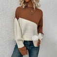 thumbnail image 4 of GBSYEWXS Sweaters For Women Coffee Crew Neck Long Sleeve Color Block Soft Pullover Sweater, 4 of 7
