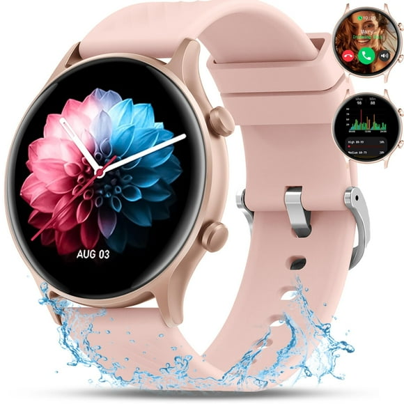 Fitness Watch, Smart Watch for Women, Blood Pressure Watches for Women, Waterproof Fitness Tracker Blood Oxygen Watch Compatible for iPhone Android Reloj Inteligente para Mujer, 1.4 Round Pink