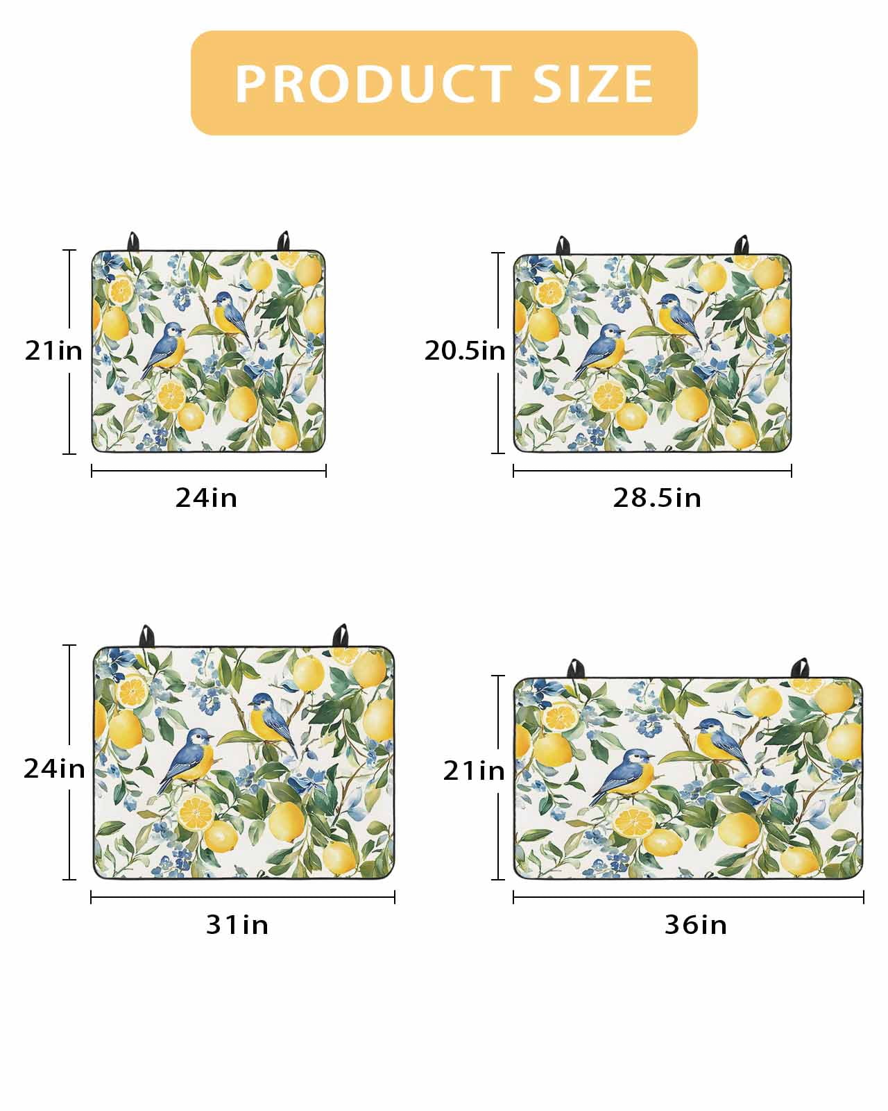 nqOlkjepod Large Induction Cooktop Protector Mat 24"x21", Lemon Bird Stove Top Covers for Electric Stove, Watercolor Yellow Green Foliage Flower Leaf Stove Burner Cover Mats, Glass Top Stove Cover
