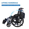 thumbnail image 4 of Fauteuil Roulant Pliable avec Siège de 18 Pouces de Large, Accoudoirs de Bureau à Dossier Rabattable et Repose-Pieds à Bascule, Capacité de Charge de 220 Lb, 4 of 8