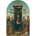 thumbnail image 2 of Gian Giacomo d'Alladio 17x24 Gold Ornate Framed and Double Matted Museum Art Print Titled - The Madonna and Child Enthroned, with Saints Michael, Bernardino of Siena, Clare and Stephen, 2 of 4