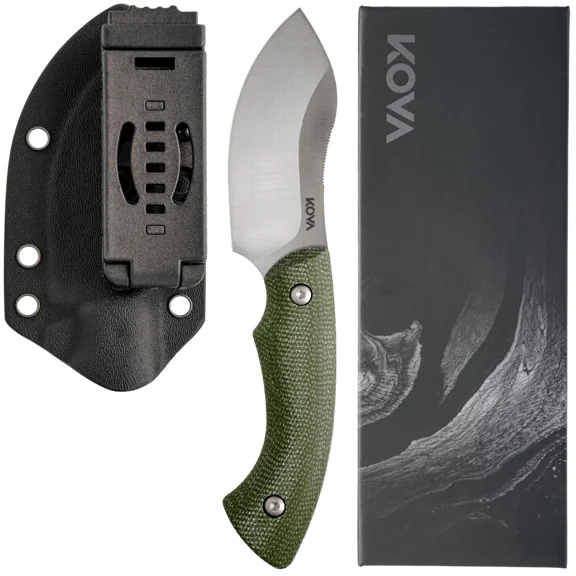 Kova Tracer Fixed-Blade Knife – 3″ Recurve Blade, Full-Tang, G10 Handle, Kydex Sheath – 6.75″ Overall – 3.6 oz
